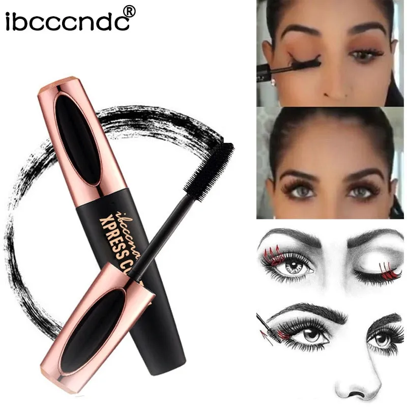 4D Silk Fiber Lash Black Thick Mascara Waterproof  For Eyelash Extension