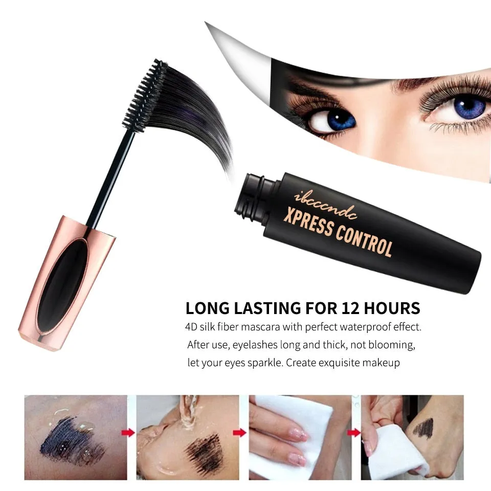 4D Silk Fiber Lash Black Thick Mascara Waterproof  For Eyelash Extension