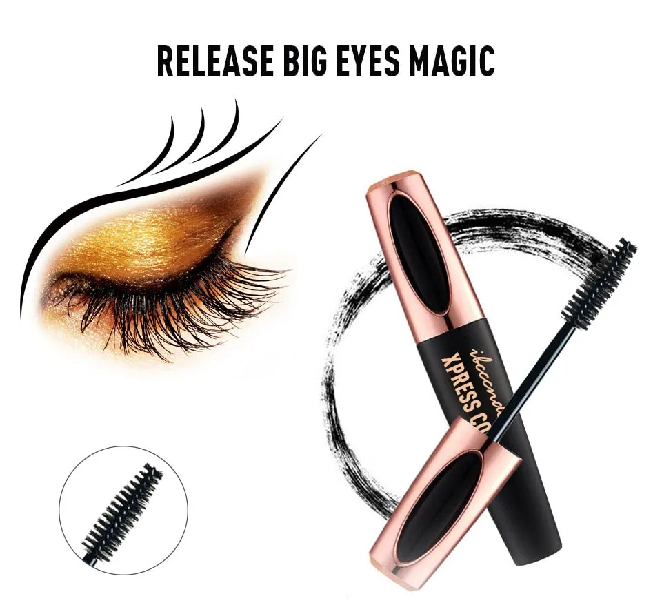 4D Silk Fiber Lash Black Thick Mascara Waterproof  For Eyelash Extension