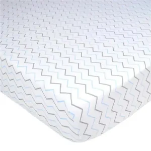 American Baby - Printed 100% Cotton Jersey Knit Fitted Crib Sheet, Blue Zigzag