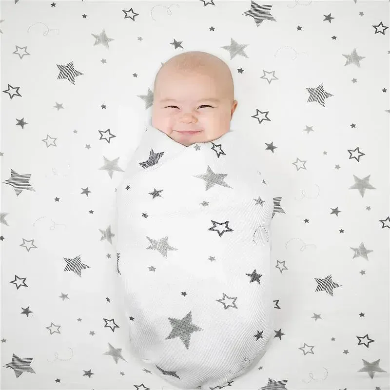 American Baby - Printed 100% Cotton Jersey Knit Fitted Crib Sheet, Super Stars