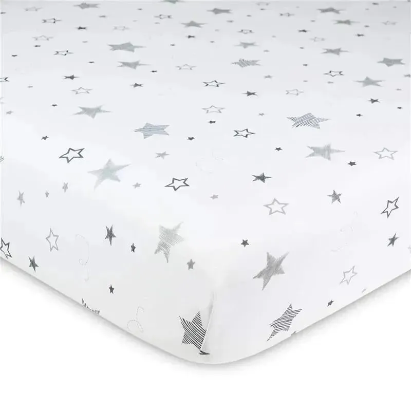 American Baby - Printed 100% Cotton Jersey Knit Fitted Crib Sheet, Super Stars