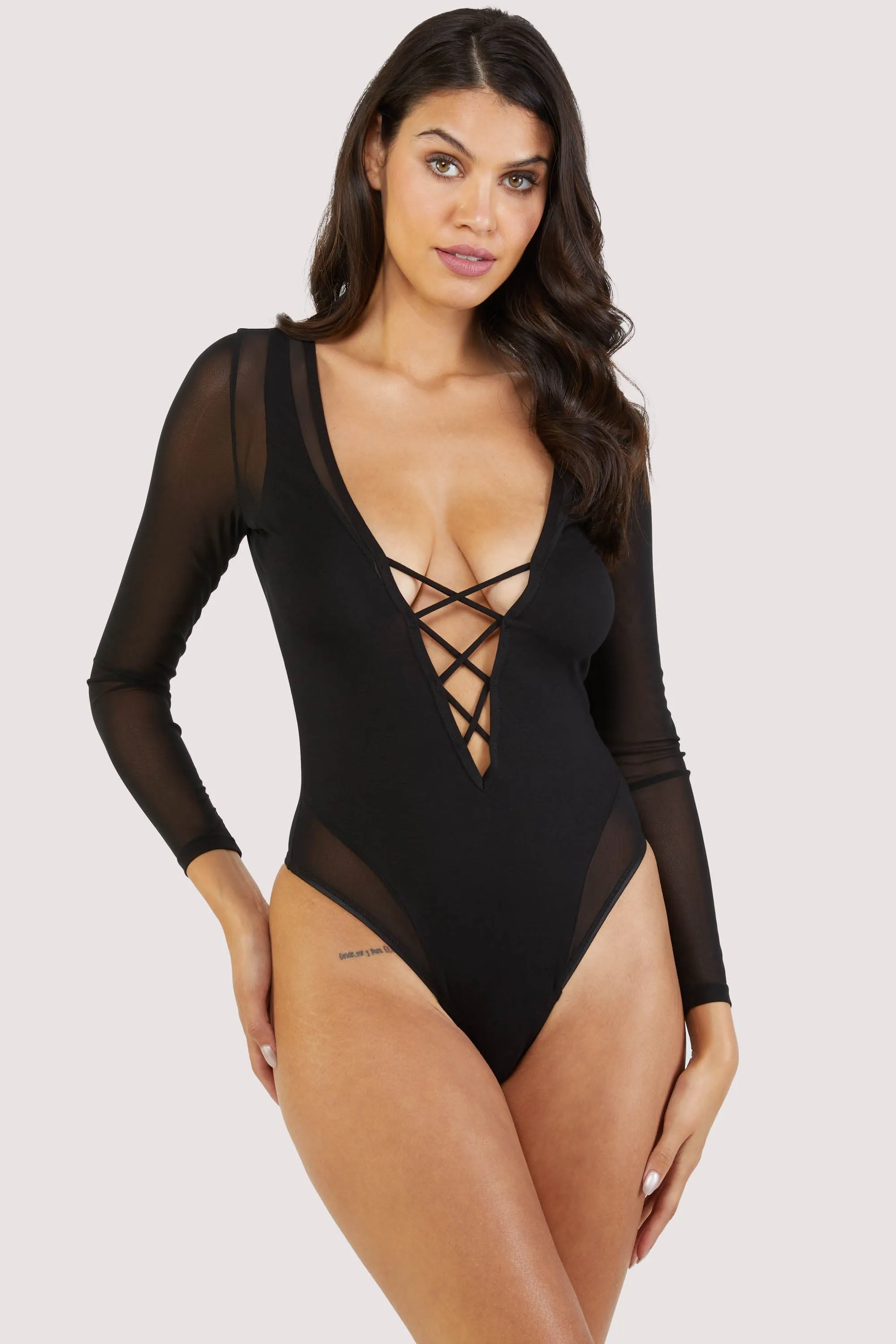 Anika mesh and jersey panelled long-sleeve body