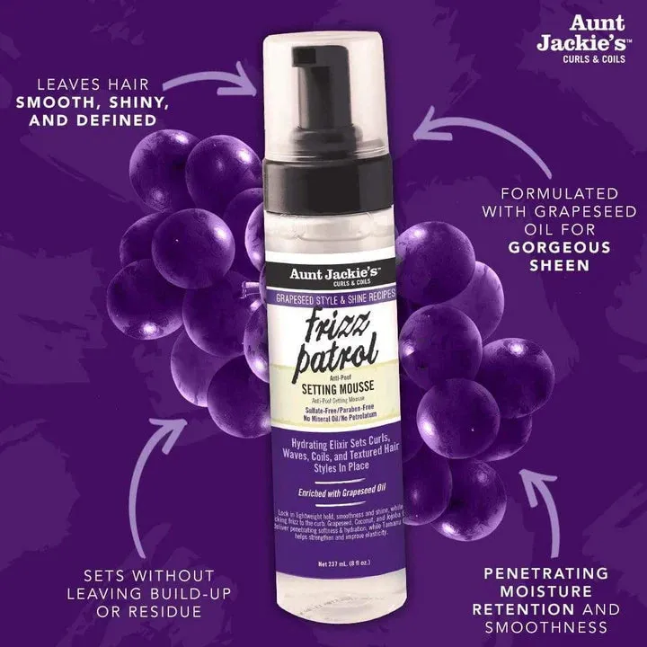 Aunt Jackie's FRIZZ PATROL Anti-Poof Twist & Curl Setting Mousse 244ml