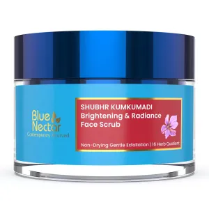 Blue Nectar Tan Removal Cream Scrub for Women & Men | Daily Brightening Facial Scrub for Exfoliation | For All Skin Types | Ayurvedic Kumkumadi Oil Face Exfoliator (16 Herbs, 1.7 Fl Oz)