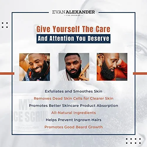 Evan Alexander Grooming MY Face Scrub - Exfoliating Men's Face Scrub - Helps Against Skin Irritation All-Natural Exfoliator Scrub with Pumice, Bentonite Clay and Kaolin Clay - 4 oz