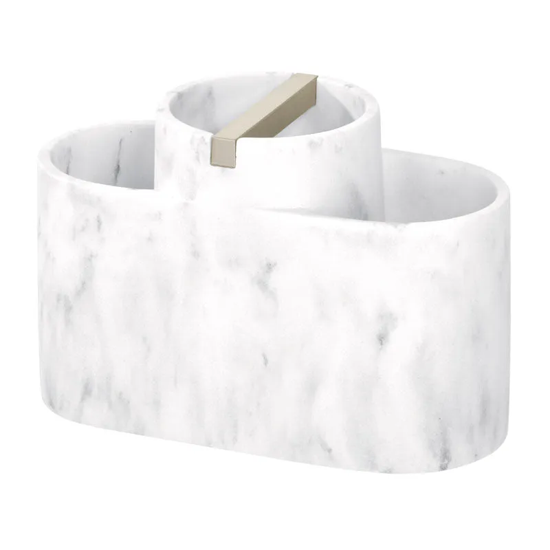 iDesign Dakota Divided Organizer in White Marble and Satin