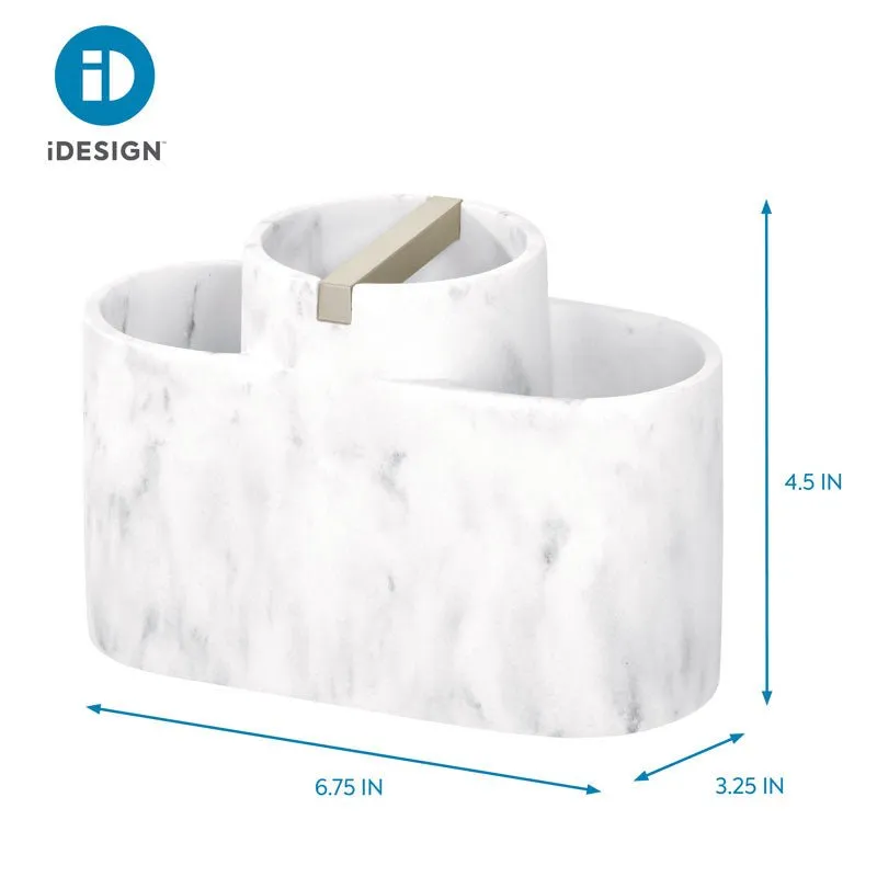 iDesign Dakota Divided Organizer in White Marble and Satin