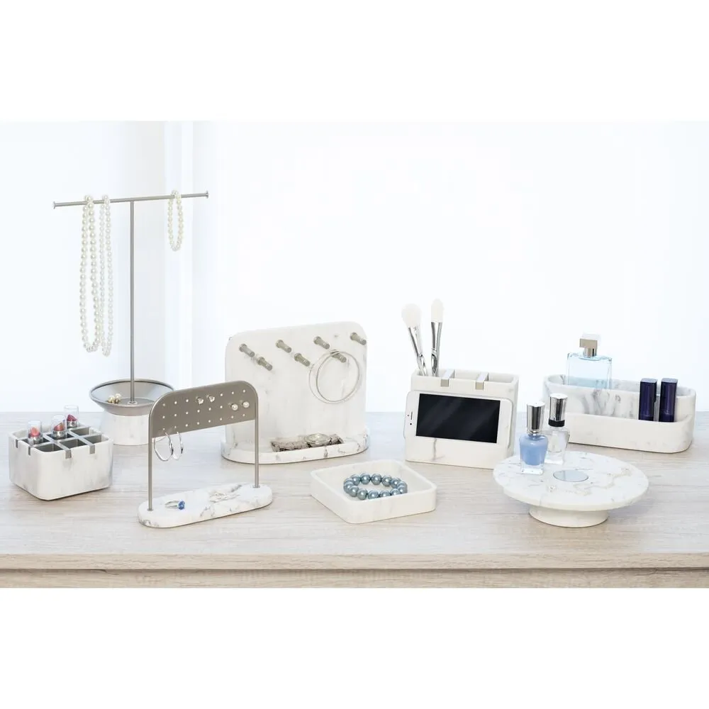 iDesign Dakota Divided Organizer in White Marble and Satin