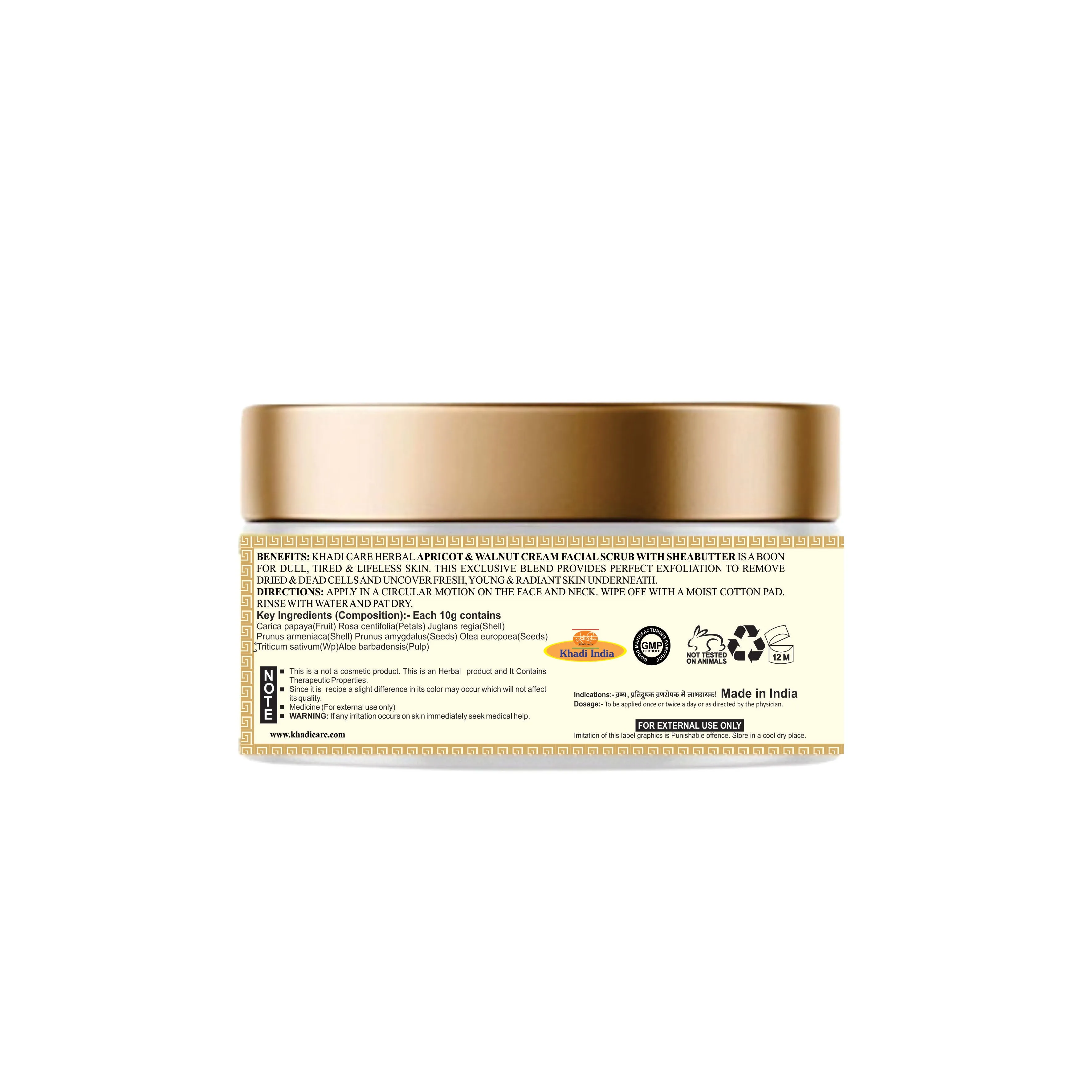 Khadi Care Herbal Apricot & Walnut with Shea Butter Face Scrub - 50g