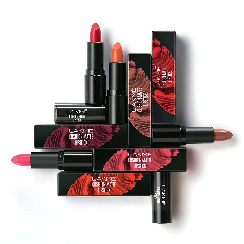 Lakme Cushion Matte Lipstick, Red Aurora, 4.5g