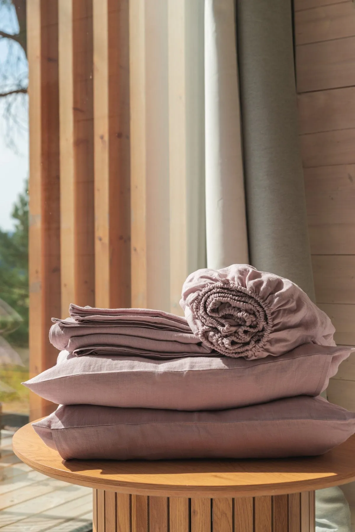 Linen sheets set in Dusty Rose