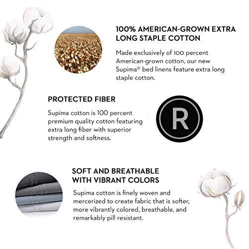 MALOUF Supima Premium Cotton Sheets-100 Percent American Grown Long Staple-Sateen Weave-Extra Deep Pockets-Single Ply-600 Thread Count-Queen-White, Queen