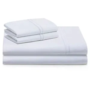 MALOUF Supima Premium Cotton Sheets-100 Percent American Grown Long Staple-Sateen Weave-Extra Deep Pockets-Single Ply-600 Thread Count-Queen-White, Queen