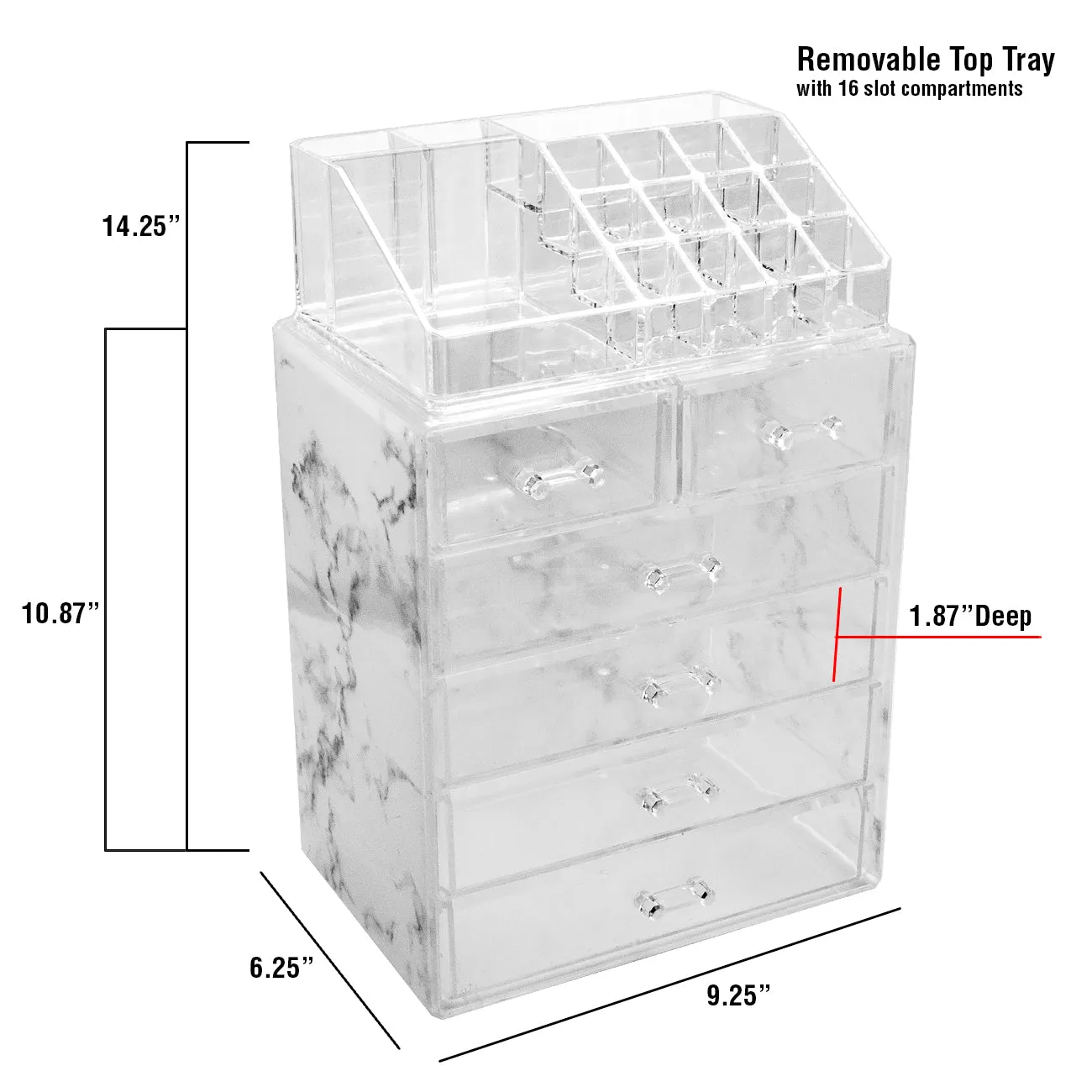 Marble Makeup Organizer Set (6 Drawer)