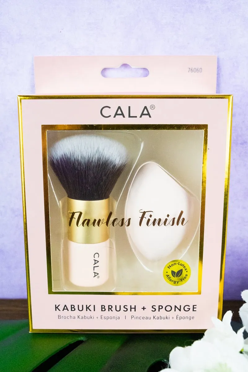 Pink Kabuki Brush and Sponge Set