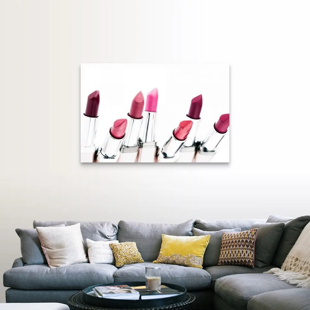 "Assortment of coloured lipsticks, close-up" Canvas Wall Art