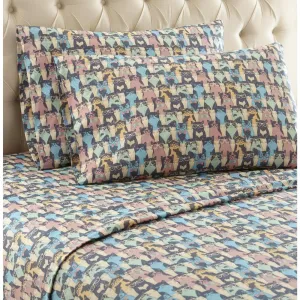 Shavel Micro Flannel Quality Printed Sheet Set - Twin Flat/Fitted Sheet 66x96/75x39x14" Pillowcase 21x32" - Kool Kats.