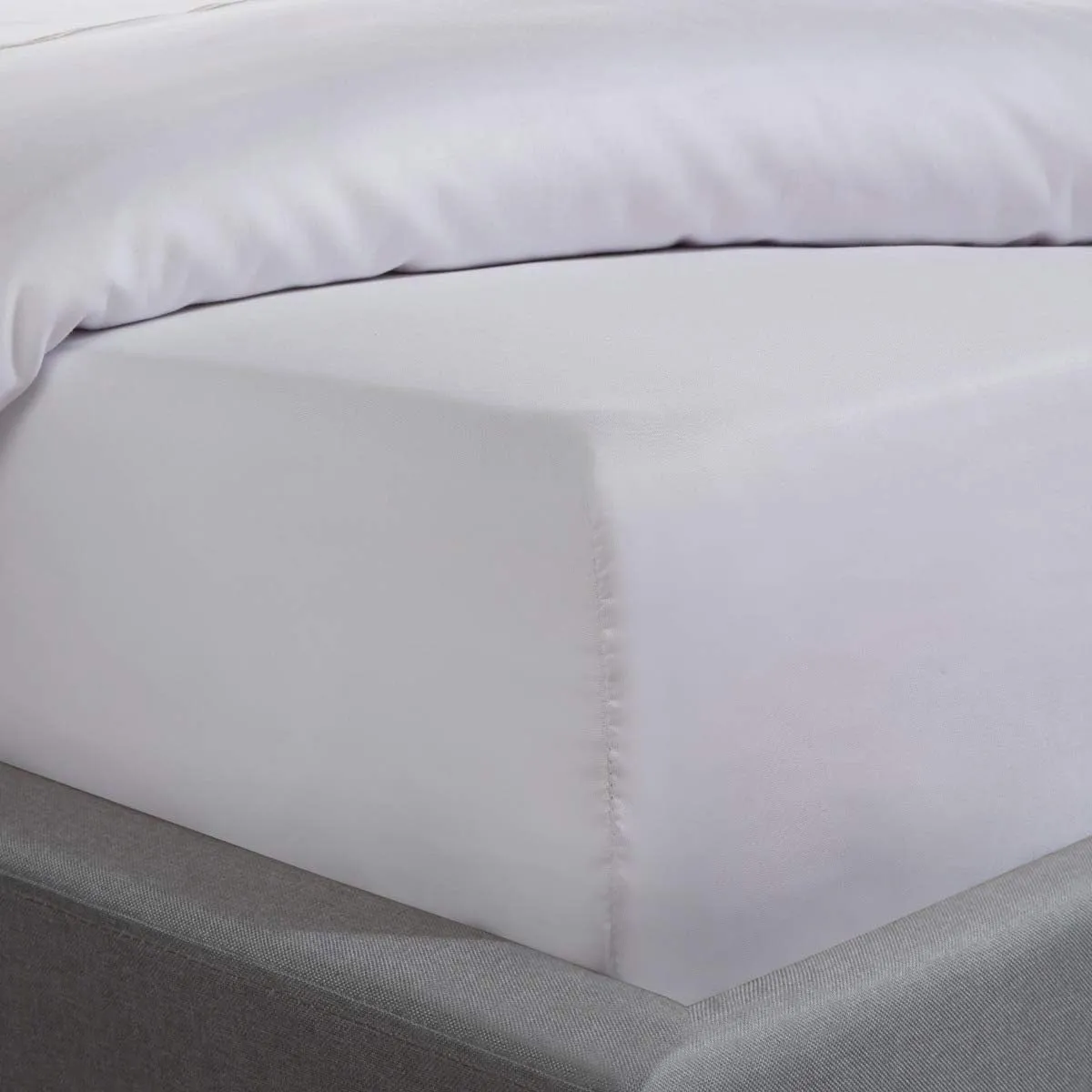 Sleepdown Luxury Cotton Sateen Extra Deep Fitted Sheet - White