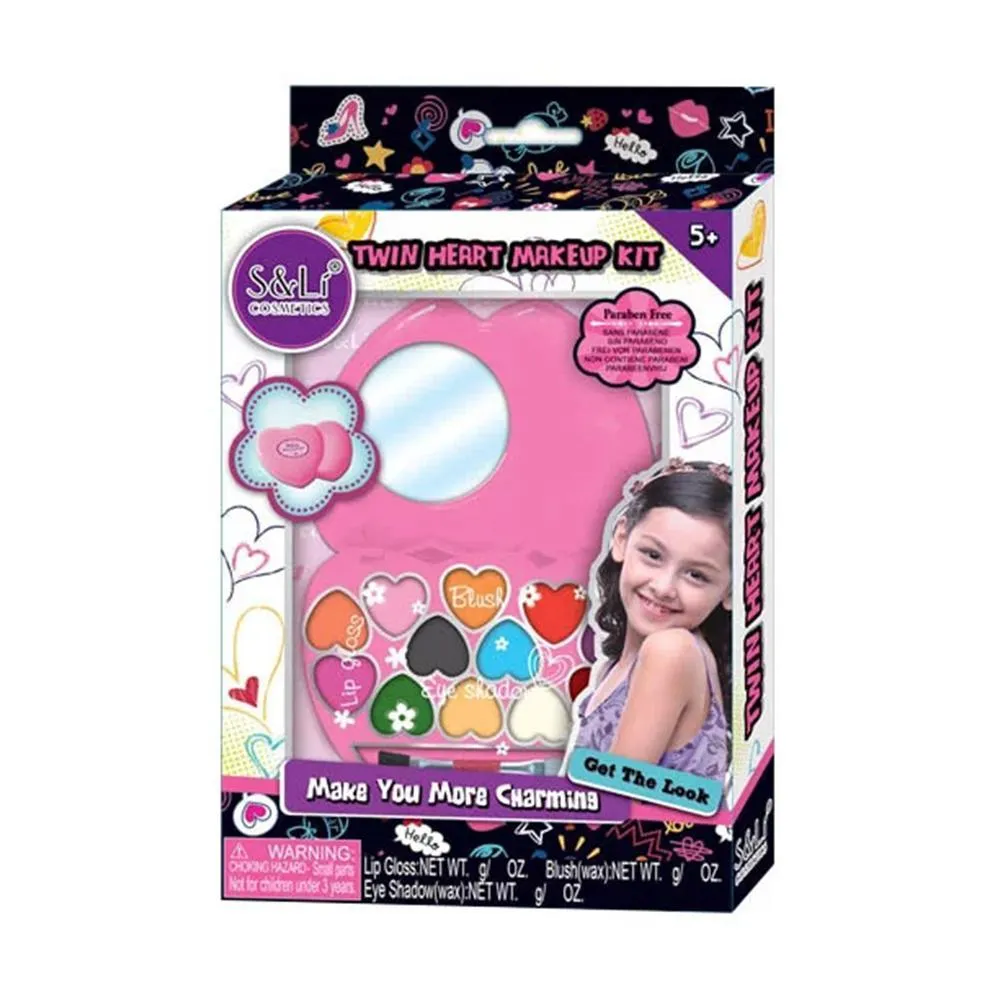 Twin Heart Makeup Kit - Make Your More Charming - Get the Look - For 5  Ages - Paraben Free