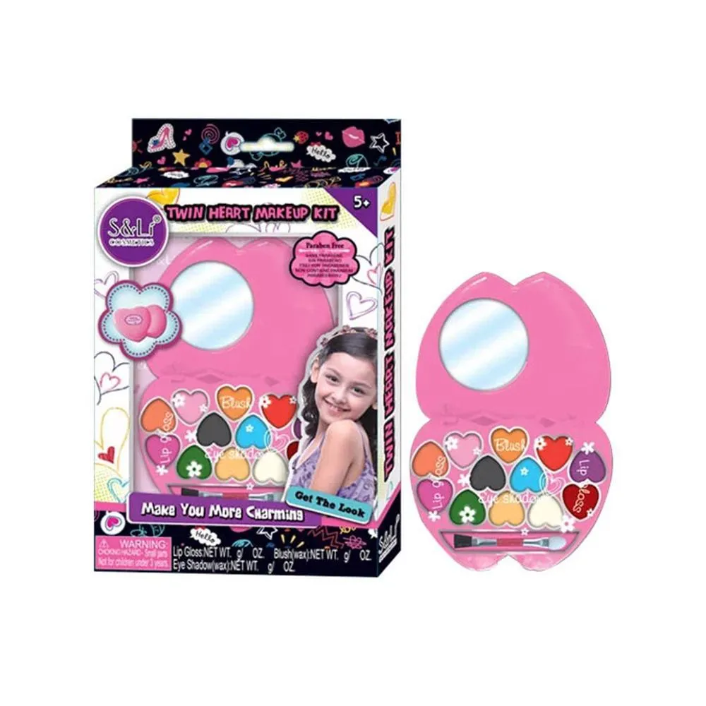 Twin Heart Makeup Kit - Make Your More Charming - Get the Look - For 5  Ages - Paraben Free