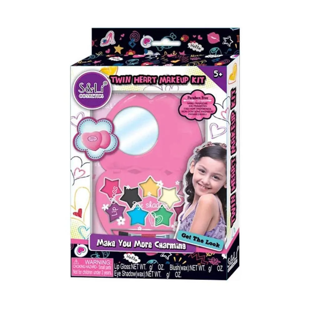 Twin Heart Makeup Kit - Make Your More Charming - Get the Look - For 5  Ages - Paraben Free